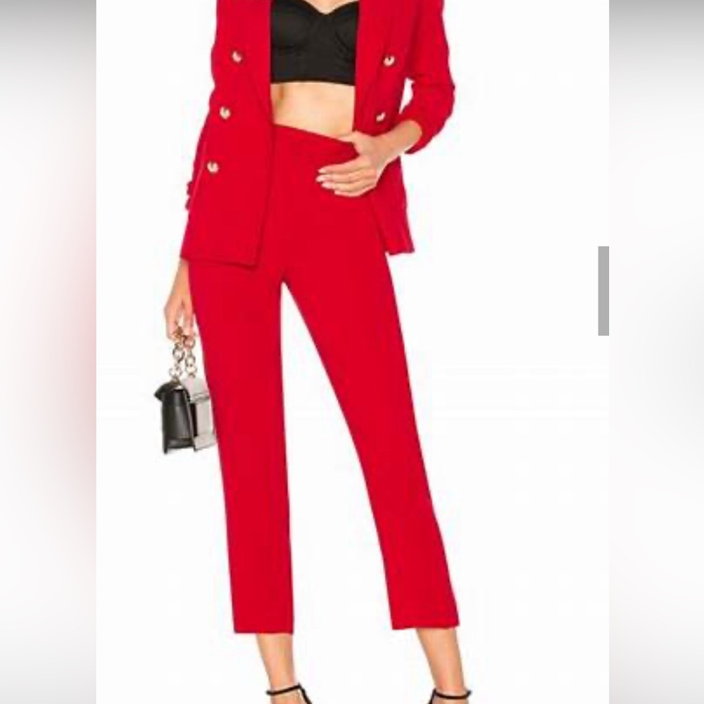 Marled Red Ankle-Length Cropped Pants